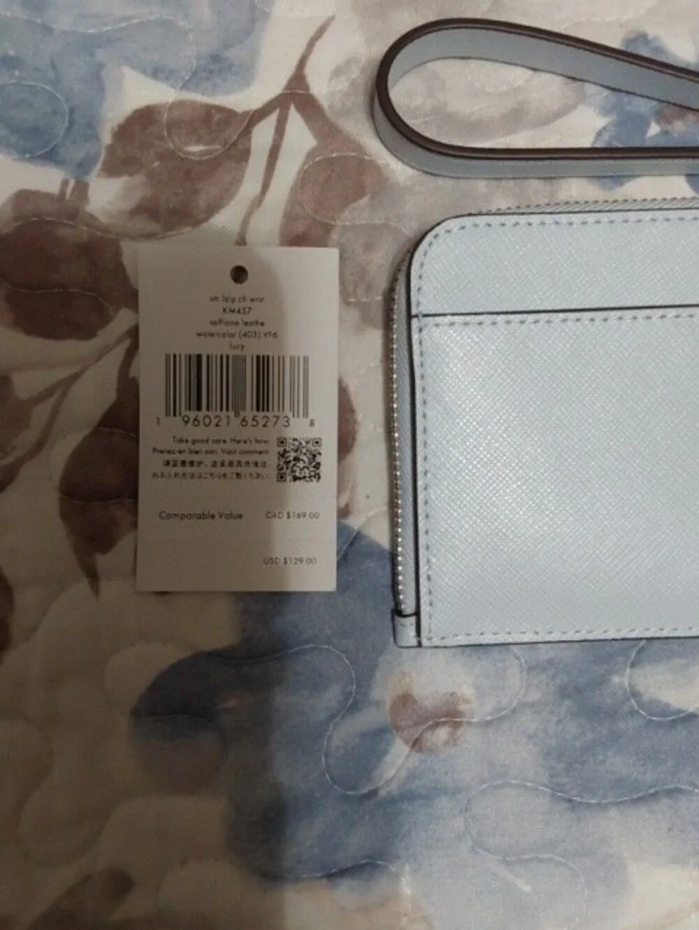 NWT kate spade Pale Blue Saffiano Wristlet with Strap